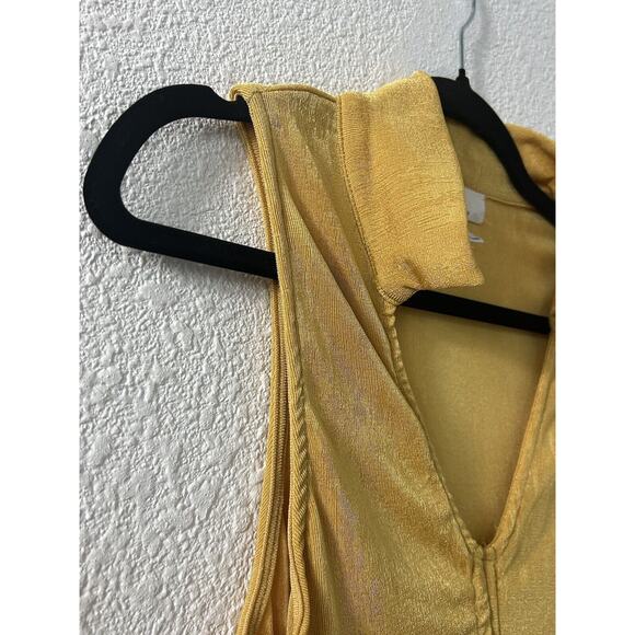 L.I.F.E. Love Is For Eternity Gold Slinky Cinch Up Waist Summer Tank Sz‎ L - Picture 2 of 8